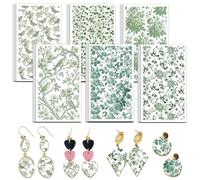 OLYCRAFT 24Pcs Green Flower Clay Transfer Paper 6 Design Transfer Paper for Polymer Bird Polymer Clay Transfers Sheets Peony Leaves Small Transfers Papers for Clays Earrings Jewelry Making