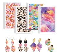 OLYCRAFT 24Pcs Leopard Clay Transfer Paper 4 Design Transfer Paper for Polymer Marble Polymer Clay Transfers Sheets Graffiti Flower Small Transfers Papers for Clays Earrings Jewelry Making