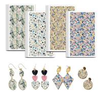 OLYCRAFT 24Pcs Retro Flower Clay Transfer Paper 4 Design Transfer Paper for Polymer Wildflower Polymer Clays Transfers Sheets Colorful Floral Small Transfers Papers for Clay Earrings Jewelry Making