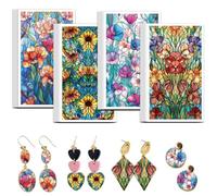 OLYCRAFT 24Pcs Stained Glass Clay Transfer Paper 4 Design Transfers Paper for Polymer Glass Flowers Polymer Clay Transfer Sheets Small Ceramic Decal for Clays Earrings Jewelry Making