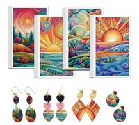OLYCRAFT 24Pcs Sunrise Clay Transfer Paper 4 Design Sunset Clay Transfers Paper for Polymer Clays Earrings Colorful Nature Polymer Transfer Sheets Small Ceramic Decals for Earrings Jewelry Making