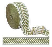 OLYCRAFT 25M Jacquard Ribbon Trim Leaf Pattern Jacquard 6cm Wide Polyester Ribbons Yellow Green Leaf Woven Embroidery Trim for DIY Sewing Crafts Handmade Bag Belts Clothing Decoration