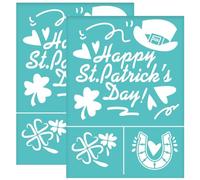 OLYCRAFT 2Pcs 14x19.5cm Happy St. Patrick's Day Self-Adhesive Silk Screen Printing Stencil Four Leaf Clover Silk Screen Stencil Reusable Mesh Stencils Transfer for DIY T-Shirt Fabric Painting