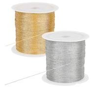 OLYCRAFT 2pcs 200m Metallic Needlework Thread Metallic Embroidery Machine Thread 0.2mm Gold & Silver Craft String for Embroidery Garment Sewing Needlework Crafts