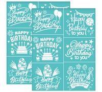 OLYCRAFT 2Pcs 22x28cm Happy Birthday Self-Adhesive Silk Screen Printing Stencil Birthday Theme Silk Screen Stencil Cake Words Reusable Mesh Stencils Transfer for DIY T-Shirt Fabric Painting