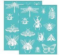 OLYCRAFT 2Pcs 22x28cm Insect Self-Adhesive Silk Screen Printing Stencil Dragonfly Butterfly Silk Screen Stencil Moth Bee Reusable Mesh Stencils Transfer for DIY T-Shirt Fabric Painting