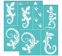 OLYCRAFT 2Pcs 22x28cm Lizard Self-Adhesive Silk Screen Printing Stencil 4-Style Lizard Silk Screen Stencil Lizard Footprints Reusable Mesh Stencils Transfer for DIY T-Shirt Fabric Painting
