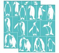 OLYCRAFT 2Pcs 22x28cm Penguin Self-Adhesive Silk Screen Printing Stencil Penguin Pose Mesh Stencils Animal Theme Reusable Mesh Stencils Transfer for DIY T-Shirt Fabric Painting