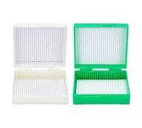 OLYCRAFT 2Pcs 25-Place Slide Microscope Box Microslide Slide Economy Microscope Box Rectangle Slide Storage Box 94mm Length 91mm Width 32mm Height for laboratory - Beige & Spring Green