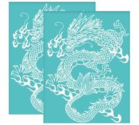 OLYCRAFT 2Pcs 28x22cm Chinese Dragon Silk Screen Stencil Animal Theme Self-Adhesive Silk Screen Printing Stencil Mesh Stencils Transfer Home Decor for DIY T-Shirt Pillow Fabric Decoration