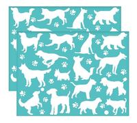 OLYCRAFT 2Pcs 28x22cm Dog Theme Self-Adhesive Silk Screen Printing Stencil Paw Prints Silk Screen Stencil Pet Dog Silhouette Reusable Mesh Stencils Transfer for DIY T-Shirt Fabric Painting