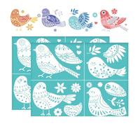 OLYCRAFT 2Pcs 28x22cm Scandinavian Bird Self-Adhesive Silk Screen Printing Stencil Bird Silk Screen Stencil Animal Theme Reusable Mesh Stencils Transfer for DIY T-Shirt Fabric Painting
