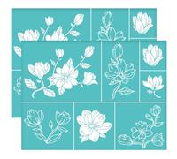 OLYCRAFT 2Pcs 28x22cm Self-Adhesive Silk Screen Printing Stencil Vintage Flower Silk Screen Stencil Magnolia Mesh Stencils Reusable Mesh Stencils Transfer for DIY T-Shirt Fabric Painting