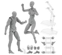 OLYCRAFT 2Pcs Artists Manikin Art Mannequin Figures Drawing Action Figures Small Drawing Figure Model with Base Stick for Artist Sketching Painting Body Model Decoration Collection Present