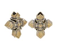 OLYCRAFT 2Pcs Brass Paracord Beads Antique Bronze Cross Beads Large Hole European Bead Lanyard Spacer Bead Gothic Punk Cross Charm with 5mm Hole for Bracelet Necklace Jewelry Keychain Making