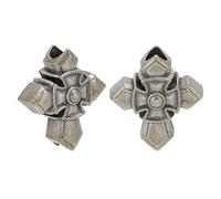 OLYCRAFT 2Pcs Brass Paracord Beads Antique Silver Cross Beads Large Hole European Bead Lanyard Spacer Bead Gothic Punk Cross Charm with 5mm Hole for Bracelet Necklace Jewelry Keychain Making