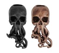 OLYCRAFT 2Pcs Brass Skull Octopus Beads Halloween Skull Lanyard Bead Skulls Face Octopus EDC Out Brass Beads Paracord Woven Lanyard Pendant for DIY Keychain Bracelet Necklace Accessories
