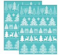 OLYCRAFT 2Pcs Christmas Tree Border Self-Adhesive Silk Screen Printing Stencil Elk Deer Silkscreen Stencils Present Box Mesh Stencils Transfer for DIY T-Shirt Fabric Wood Painting - 22x28cm
