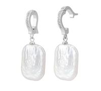 OLYCRAFT 2Pcs Freshwater Pearl Charm Pendant White Natural Pearl Pendants Irregular Keshi Pearls Pendant Charms Rectangular Pearls Pendants with Brass Bail for Bracelet Necklace Jewellery Making
