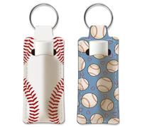 OLYCRAFT 2pcs Lipstick Holder Keychain Baseball Lip Balm Holders Elastic Diving Fabric Lipstick Keychain Portable Lippy Holder Bags Sports Lipsticks Sleeve Key Ring Holders for Rouge Chapstick