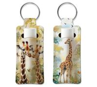 OLYCRAFT 2pcs Lipstick Holder Keychain Giraffe Lip Balm Holders Elastic Diving Fabric Lipstick Keychain Portable Lippy Holder Bags Lipsticks Sleeve Key Ring Holders for Rouge Chapstick