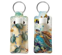 OLYCRAFT 2pcs Lipstick Holder Keychain Sea Turtle Lip Balm Holders Elastic Diving Fabric Lipstick Keychain Portable Lippy Holder Bags Ocean Lipsticks Sleeve Key Ring Holders for Rouge Chapstick