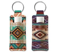 OLYCRAFT 2pcs Lipstick Holder Keychain Western Lip Balm Holders Elastic Diving Fabric Lipstick Keychains Portable Lippy Holder Bags Lipsticks Sleeve Key Ring Holders for Rouge Chapstick