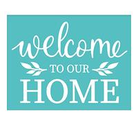 OLYCRAFT 2Pcs Self-Adhesive Silk Screen Printing Stencil Welcome Stencil Welcome to Our Home Reusable Mesh Stencils Transfer Washable Home Decor for DIY T-Shirt Fabric Painting - 22x28cm