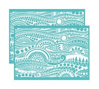 OLYCRAFT 2pcs Self-Adhesive Silk Screen Stencils Ocean Themed Silk Screen Printing Stencil Ethnic Waves Reusable Mesh Stencils Transfer for Painting on Wood T-Shirts Bags - 19.5x14cm