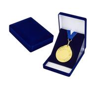 OLYCRAFT 2pcs Single Medal Storage Boxes Midnight Blue Velvet Badge Display Boxes Rectangle Medal Lapel Pin Case Badge Collection Box for Medals Badges Memorabilia and Coin 12.3x9x3.15cm