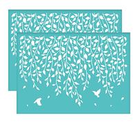 OLYCRAFT 2Pcs Vine Bird Partten Self-Adhesive Silk Screen Printing Stencil Plant Theme Silk Screen Stencil Reusable Mesh Stencils Transfer for DIY T-Shirt Fabric Painting -19.5x14cm