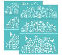 OLYCRAFT 2pcs Wildflower Silk Screen Printing Stencils Self-Adhesive Silk Screen Stencils Butterfly Bird Screen Stencils Reusable Mesh Transfers for Painting on Wood T-shirts Bags - 22x28cm