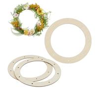 OLYCRAFT 3 Pack 20cm Unfinished Wood Wreath Frame Natural Wooden Hoop Frame Unfinished Wood Wreath Rings with Pre-Cut Holes for DIY Floral Arrangements Christmas Crafts and Home Wall Door Decor