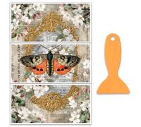 OLYCRAFT 3 Sheets/Set Insects Flower Rub on Transfers for Craft 30x15cm Furniture Decals Waterproof Vintage Transfers Self-Stick Furniture Transfer with Scraper for Dresser Cabinet Window