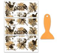 OLYCRAFT 3 Sheets/Set Rub on Transfers Vintage Country Bird Furniture Transfer Self-Adhesive Craft Transfer Sticker Retro Bird Rub on Decals for Home Window Furniture Dresser Decorations - 30x15cm