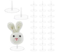 OLYCRAFT 30 Packs 3 Styles Crochet Doll Stand Plastic Miniature Display Stand Crochet Emotional Support Stands Transparent Doll Holder with Base for Miniature Displays and Craft Projects
