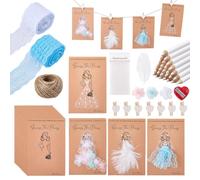 OLYCRAFT 30 Sets Guess the Dress Bridal Shower Games Fun Wedding Party Supplies Games Ideas Include Wedding Shower Game Card Pencil Pearl Sticker Clip Lace Trim Feather Ornament for Wedding Planners