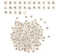 OLYCRAFT 300Pcs Wood Black Letter Tiles A-Z Capital Letters Wood Black Scrabble Tiles Letter Tiles Wood Pieces for Making Alphabet Coasters and Scrabble Crossword - 20x18x4mm