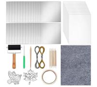 OLYCRAFT 30Pcs Foil Paper Art Foils Sheet 15x15cm Silver Foils Sheets Tinfoil Flashing Metals Sheet with Embossing Tools and Calligraphy Pad for DIY Crafts Painting Embossing Gilding Crafting
