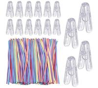 OLYCRAFT 30Pcs Large Balloon Arch Clips Plastic Transparent Backdrop Spring Clamps 2.3 Inch Heavy Duty Clip with 200Pcs Macaron Long Twisting Balloons Balloon Arch Clip Kit for Party Birthday Decor