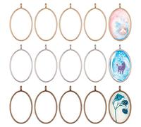 OLYCRAFT 30pcs Oval Open Bezel Charms 3-Color Alloy Frame Pendants Color-Lasting Hollow Resin Frames with Loop for Resin Jewelry Making