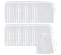 OLYCRAFT 30pcs Rectangle Nylon Mesh Lint Traps 20.5x16cm White Woven Net Reusable Fabric Filter Bag Aquarium Filters Media Bags with Drawstring for Filtering Impurities in Washing Machine Tanks
