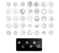 OLYCRAFT 35pcs 2x2cm Silver Metal Stickers Moon Star Metal Sticker Self Adhesive Sun Stickers Cosmos Theme Epoxy Sticker Pyramid Decals for DIY Scrapbooks Epoxy Resin Decoration