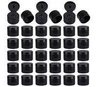 OLYCRAFT 36Pcs 24/400 Flip Top Screw Caps Black Flip Top Dispensing Cap White Replacement Bottles Caps Reusable Plastic Bottle Cap for Shampoo Squeeze Bottles Dispensing Caps - Inner Diameter 24mm