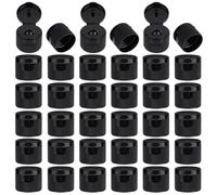 OLYCRAFT 36Pcs Black Flip Top Caps 25mm thick Plastic Flip Bottle Caps With 4.5mm Orifice Replacement Flip-Top Dispensing Caps Squeeze Bottles Dispensing Caps Inner Diameter 28mm