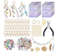 OLYCRAFT 374pcs Keychain Making Kit with Charms Includes 50pcs Keychains Clips 90pcs Charms 200pcs Jump Rings 11pcs Extender Chain and Pliers DIY Keychains Kit for Crafts DIY Projects Keychain Making