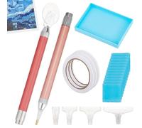 OLYCRAFT 37Pcs Diamond Painting Pen Wheel Tools DIY Diamonds Art Tools Kit with Plastic Diamond Trays Metal Tips Diamond Art Painting Drill Pens Accessories for Arts Nails DIY Craft Decoration