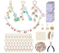 OLYCRAFT 384pcs Keychain Making Kit with Charms Includes 100pcs Charms 50pcs Keychains Clips 200pcs Jump Rings 11pcs Extender Chain and Pliers DIY Keychains Kit for Crafts DIY Projects Keychain Making