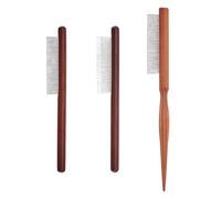 OLYCRAFT 3Pcs 3 Style Macrame Fringe Combs with Wood Handle Stainless Steel Macrame Comb Wood Pet Comb Pet Grooming Combs Macrames Tassel Brush for DIY Macrames Removing Tangles and Knots