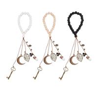 OLYCRAFT 3Pcs 34.5cm Witch Bells for Door Knob Witchcraft Bells with Wood Beads Leaf Pagan Decor Antique Magic Keys Moon Wood Beads Hanger Witch Bell for Witchy Room Home Decor Supplies